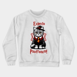 Hairy Pawter | Cat | Hero | Protagonist | Witch | Magic | Spells Crewneck Sweatshirt